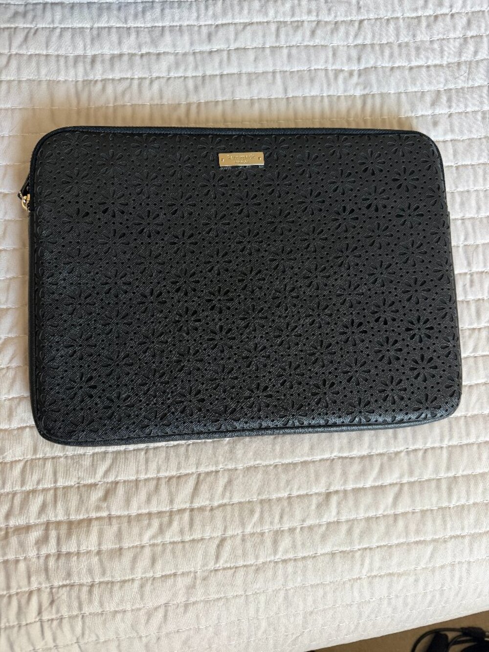 Kate Spade Black Floral Cutout Laptop Sleeve